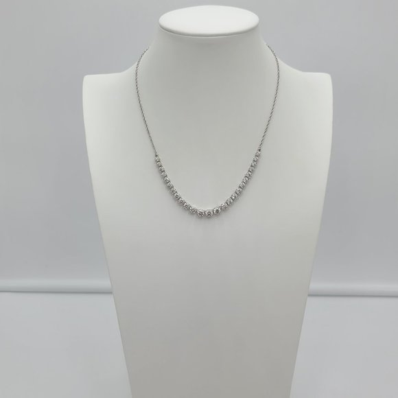 Stunning DIAMONIQUE Graduated Line Necklace  14.00 cttw  Round 100-Facet Stones - Picture 12 of 13